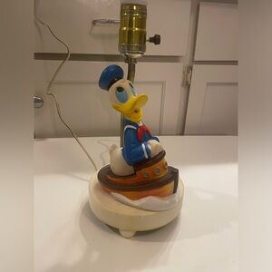 Vintage Walt Disney Donald Duck in a Tugboat Lamp Base WORKS No Shade 11.5"